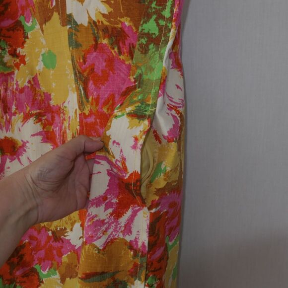 Talbots Women's Sheath Dress 12 Abstract Floral Sleeveless Lined Side Zipper EUC - Picture 4 of 7